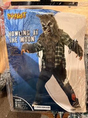Spirit Howling at the Moon Kids Werewolf Costume - Green Plaid Shirt